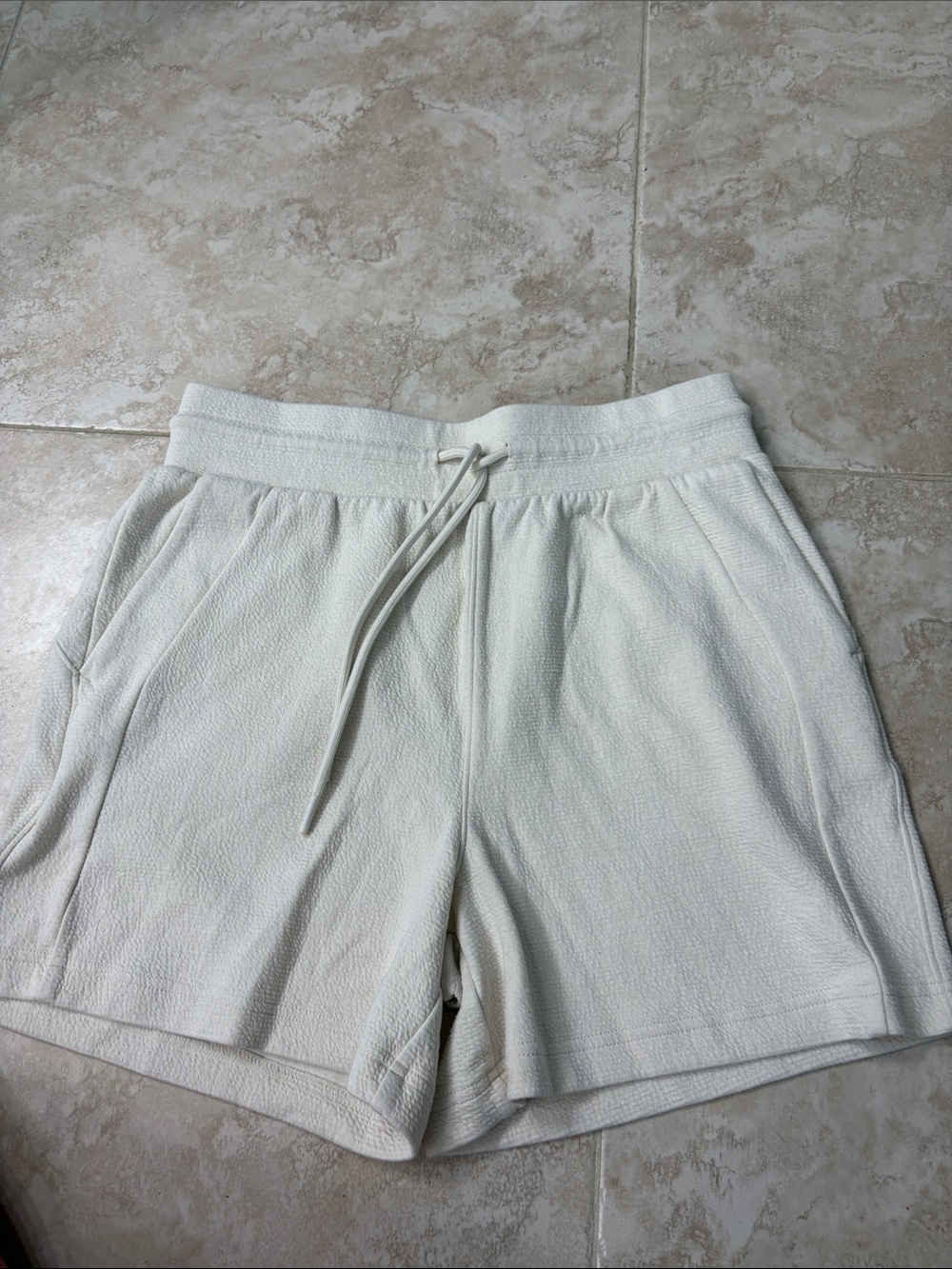 Danskin Cream Drawstring Terry Athletic Shorts